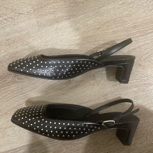 NWOT Alohas Black Studded Slingback Heel Mules